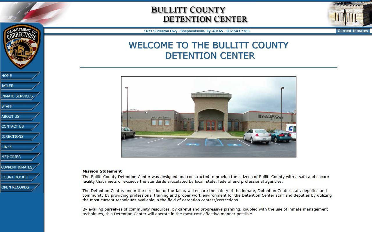 Bullitt County Detention Center inmate lookup website